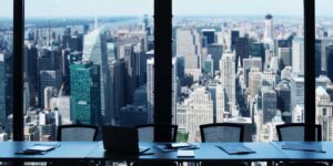 Office building overlooking a big city