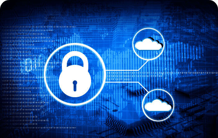 Cyber lock and cloud security concept